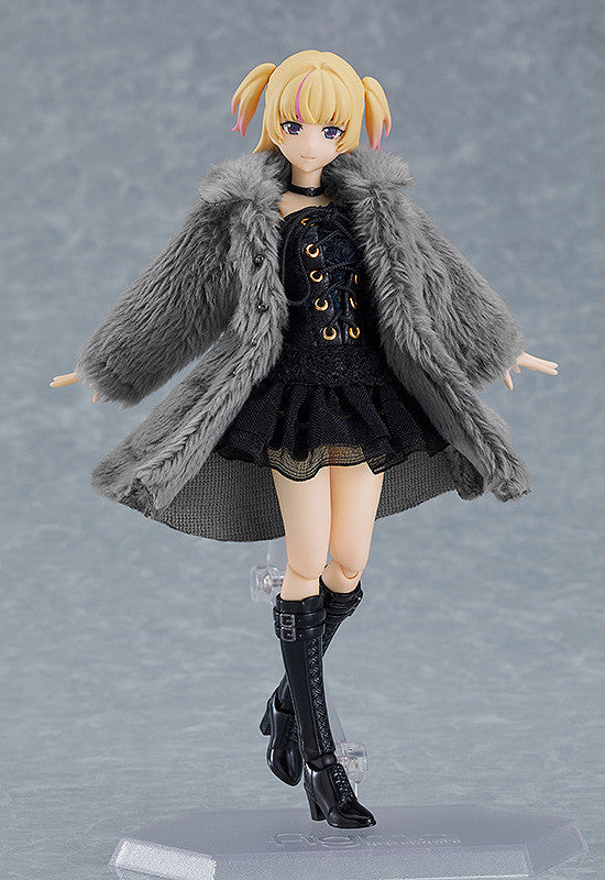 GSC figma Female Body (Yuki) with Black Corset Dress + Fur Coat Outfit